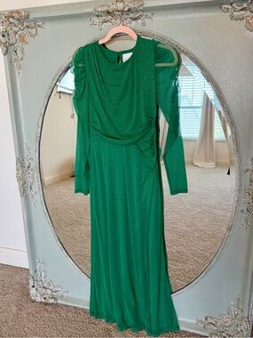 Lilly Pulitzer Preslie shimmer Emerald Green Long Sleeve Dress
